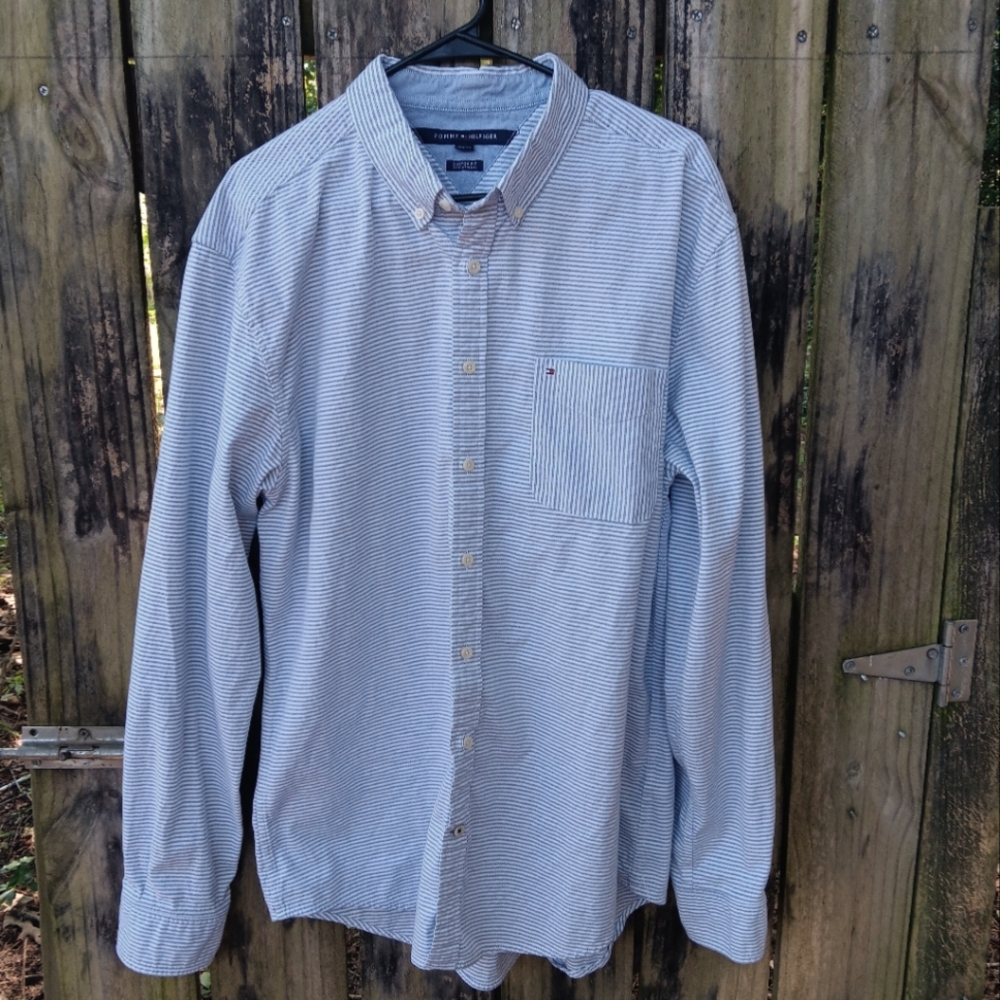 Tommy Hilfiger Men's Striped Button Down Long Sleeve Shirt XXL